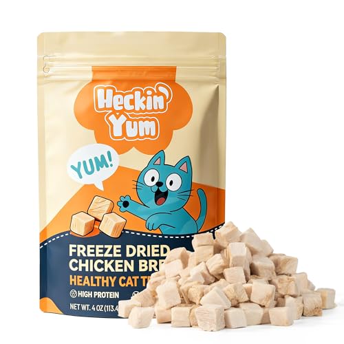 Freeze Dried Chicken Cat Treats, Single Ingredient Chicken Breast Cat Snacks, High Protein Grain-Free Food Topper for Picky Cats, 4 oz
