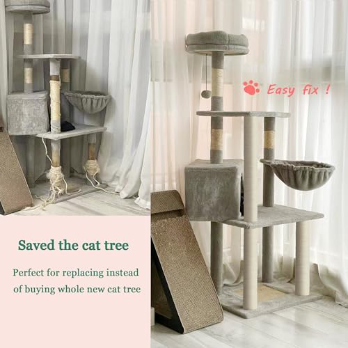 Cat Scratching Post Replacement Pole, 2 PCS 15.7in Cat Tree Replacement Post, Natural Sisal Cat Tree Replacement Parts with M8 Screws, Cat Scratch Post for Refurbishment (15.7in/40cm)