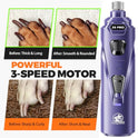 Whisper Quiet Dog Nail Grinder with 4 LED Lights, Safe & Stress-Free for Sensitive Dogs Cats of All Breeds & Sizes, 3 Grinding Bits, 3-Speed, Pet Nail Trimmers, Rechargeable Painless Grooming Kit Blue