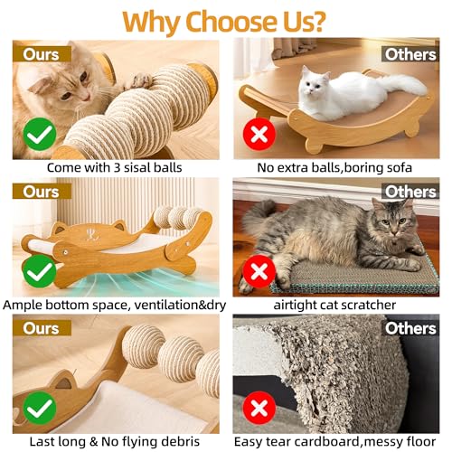 Cat Scratch Pad with Replacement Scratching Felt, Large Cat Scratcher Bed Hammock Lounge for Scratching Pad, Protects Furniture, Kittens Gifts