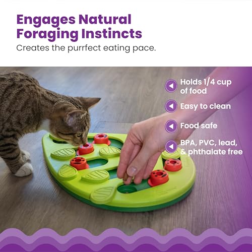 Catstages Nina Ottosson Buggin’ Out Puzzle & Play Cat Puzzle Feeder – Interactive Treat Game for Indoor Cats, Level 2 Slow Feeder Enrichment Toy, 13.9" x 11.5"