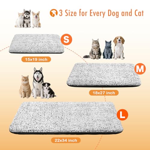 WanpeeGoo Self Warming Cat Bed, Heated Cat Bed, 2.0 Upgraded Thermal Foil Heating Pad, Plush Self-Heating Pet Mat for Crate, Floor, with Removable Washable Cover, Non-Slip, 15"x19"