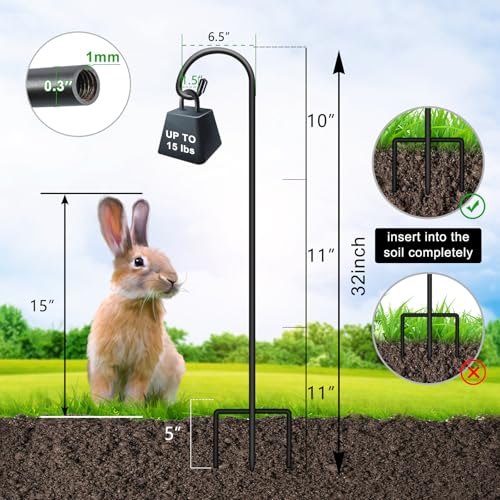 FEED GARDEN Adjustable 32 Inch Small Shepherds Hooks for Outdoor, Garden Hooks for Lanterns, Sheperds Hook for Hanging Plants, Bird Feeders, Solar Lights, Mason Jars, Weddings Decor,2 Pack