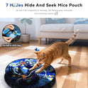 Interactive Cat Toy with Motion Activated Ball & 7-Hole Play Mat, Hide and Seek Exercise Game for Indoor Cats, Automatic Moving Cat Ball in Pouch, Rechargeable Kitten Toys (Starry Night)