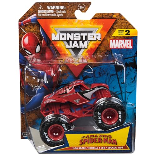 Monster Jam, Marvel Official Spider-Man Monster Truck, Die-Cast Vehicle, 1:64 Scale, Super Hero Kids Toys for Boys Ages 3 and up