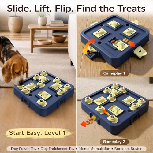 KADTC Dog Chess Puzzle Toy, Large Size, 3 Levels of Step-by-Step Challenge Beginner to Advanced Slow Feeder & Mental Stimulation for Smart Dogs Enrichment Toys
