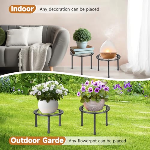 Amaoot 5 Pack Metal Plant Stand, Iron Plant Stands for Indoor and Outdoor | Flower Pot Stands for Multiple Plant, Black Potted Plant Holder for Garden Home