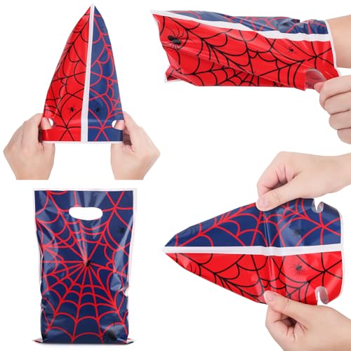 ADARRO 40PCS Spider Wed Party Favor Bags, Red & Blue Cartoon Goodie Candy Bags for Birthday Party Supplies