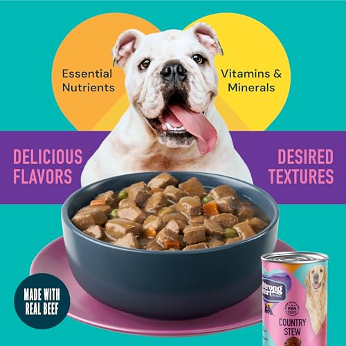A Strong Heart Wet Dog Food Cans, Country Beef Stew with Peas & Carrots — Stew-Style Cuts, All Life Stages, Complete & Balanced, Made in USA, 13.2 oz (Pack of 12)