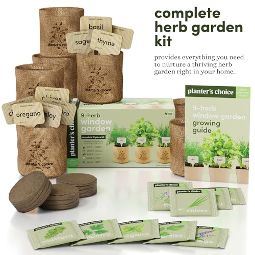 9 Herb Indoor Window Garden Kit - House Plants Seeds - Birthday Gifts | Best Unique Gift Ideas for Women, Mom, Friend, Her, Housewarming, Mother - Live Plant Starter, Gardening Lovers