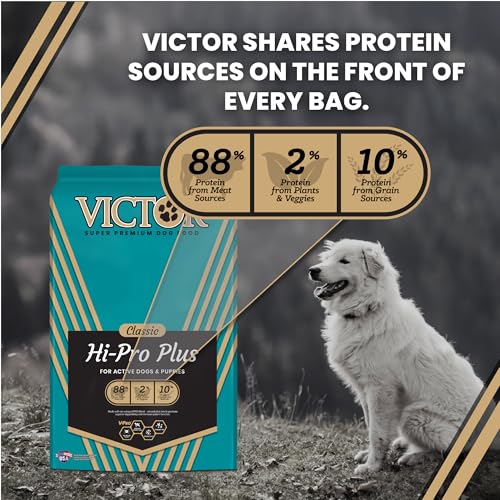 VICTOR Super Premium Dog Food – Hi-Pro Plus Dry Kibble – High Protein Dog Food with 30% Protein – Beef, Chicken, Pork, Fish Meals, Gluten Free - for High Energy and Active Dogs & Puppies, 30lbs