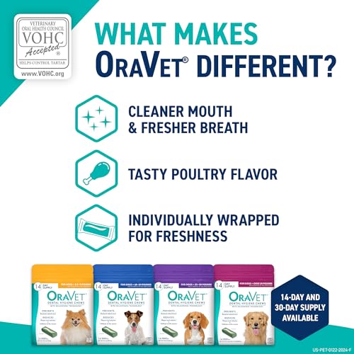 ORAVET Dental Chews for Dogs, Oral Care and Hygiene Chews (Large Dogs, Over 50 lbs.) Pink Pouch, 30 Count (Pack of 1)