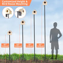 eWonLife 92 Inch Squirrel Proof Bird Feeder Pole with 9 Prongs Base, 1 Inch Dia Bird House Pole, Heavy Duty Bird Feeder Stand, Adjustable Shepherds Hooks for Outdoor with Squirrel Baffle Birdbath Tray
