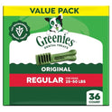 Greenies Veterinarian-Recommended Adult Natural Dental Dog Treats Regular Size, Dog Dental Chews, Original Flavor, 36 oz. Pack, 36 Count