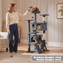 Yaheetech 54in Cat Tree, Multi-Level Cat Tower with Spacious Kitten-ear Perch, 2 Cozy Caves, Scratching Posts, Climbing Ladder, 2 Plush Balls, Durable Pet House Furniture for Indoor Kittens, Dark Gray