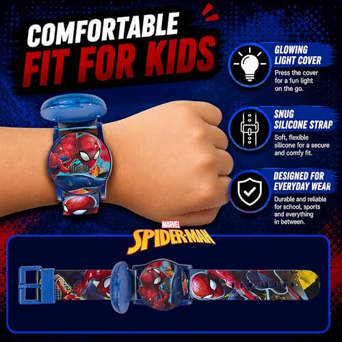 Marvel Spider-Man Kids Watches – Digital Display, Interactive Features, Adjustable Strap, Vibrant Spider-Man Graphics, Durable for Active Kids