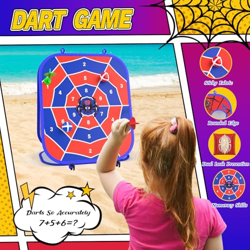 Spider Bean Bag Toss Game, 3-in-1 Cornhole Board Outdoor Toys for Kids, Family Party Activity Toddler Yard Backyard Beach Lawn Party Camping Game Toys for 3 4 5 6 7 8 Year Old Boys Girls Birthday Gift