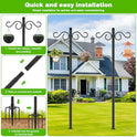 RCUICA Double Shepherds Hooks for Outdoor,2 Pack 90 Inch Bird Feeder Pole with 5 Prongs Base,Heavy Duty Shepherds Hook,Suitable for Garden in Hanging Flower Basket,Lantern,Bird Nests (90 Inch)