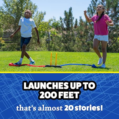 Stomp Rocket Original Dueling Rocket Launcher for Kids, 8 Rockets - Fun Backyard & Outdoor Kids Toys Gifts for Boys & Girls -Toy Foam Blaster Set Soars 200ft - Multi-Player Launcher Stand
