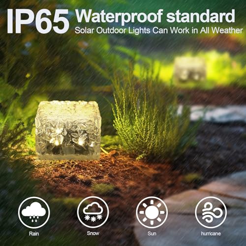 MLKNK Solar Brick Lights-Outdoor Solar Lights for Yard 6 Pack Garden Decor | Solar Brick Landscape Path Light for Pathway Patio Walkway Backyard Decoration