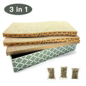 Cat Scratcher Cardboard Scratching Pads Scratch Lounge Bed with Catnip 3PCS Reversible Corrugated Cardboard with Scratch Box
