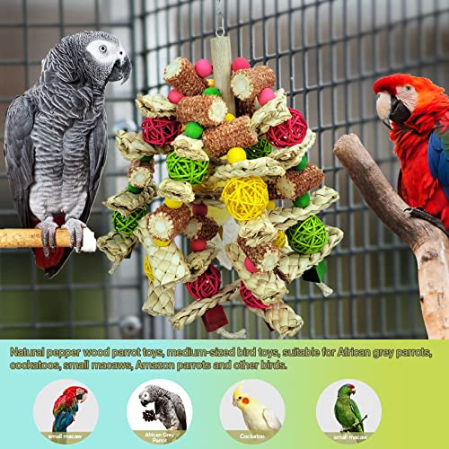 Cokliomc Parrot Toys, Natural Corncob Bird Chew Toys for Small and Medium Macaws, African Grey Parrots,  Parrots Bird Cage