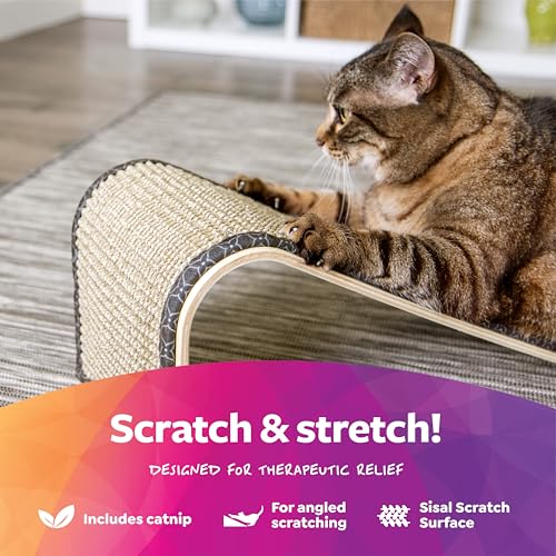 SmartyKat Sisal Angle Ramp Cat Scratcher, Natural Woven Sisal Surface & Stable Wooden Structure with Organic Catnip