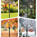 Double Shepherds Hooks, 76 Inch Bird Feeder Pole with 5-Prong Base, 3/4 Inch Thick Heavy Duty Adjustable Garden Hooks for Hanging Plants, Hummingbird Feeder, Solar Lights, Lantern Outdoor Garden Decor