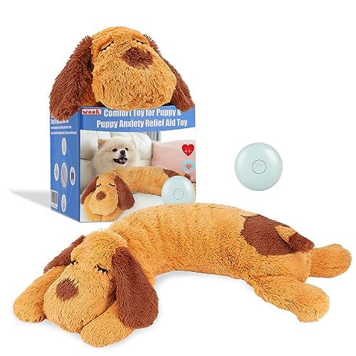 WEOK Heartbeat Puppy Toy, Comfort Cuddler Pillow, Dog Anxiety Relief Calming Aid,Heartbeat Stuffed Toy for Dogs,Puppy Heartbeat Toy Sleep Aid,Dog Heartbeat Toy for Pet