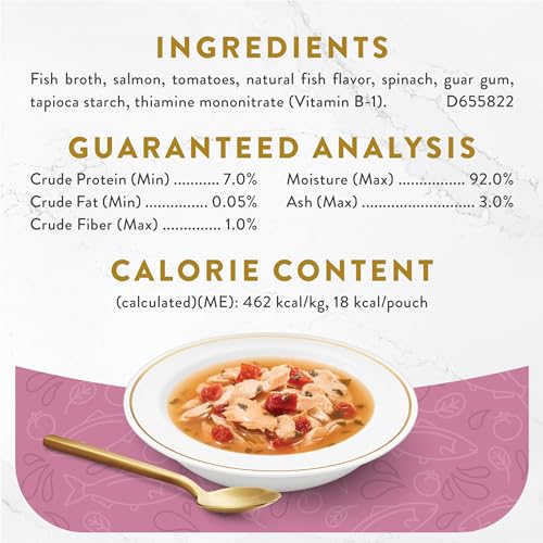 Purina Fancy Feast Lickable Wet Cat Food Broth Complement, Classic With Wild Salmon and Vegetables, (Pack of 16) 1.4 oz. Pouches