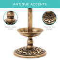 Best Choice Products Outdoor Solar Lighted Pedestal Bird Bath Fountain Decoration w/Planter, Integrated Panel, Scroll Accents for Lawn, Garden - Bronze