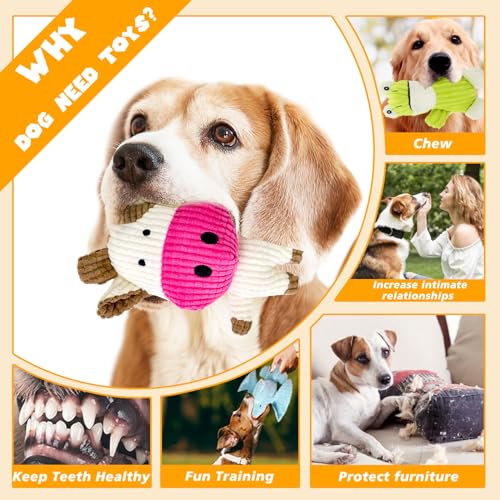 MRSOHRET 5 Pack Dog Toys Squeaky, Tough Stuffed Plush Puppy Chew Toys for Teething, Durable Plush Dog Toy for Large Medium Small Breed to Keep Them Busy