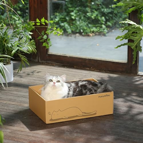 FUKUMARU 5 PCS Cat Scratching Boards, 11.4 Inch Width Ex-Large Cat Scratcher Box, Reversible Cardboard Scratchers for Indoor Cats, Cat Scratch Box for Large, Medium and Small Cats, Protect Furniture