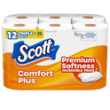 Scott ComfortPlus Toilet Paper, 12 Triple Rolls, 231 Sheets per Roll, Septic-Safe, 1-Ply Toilet Tissue