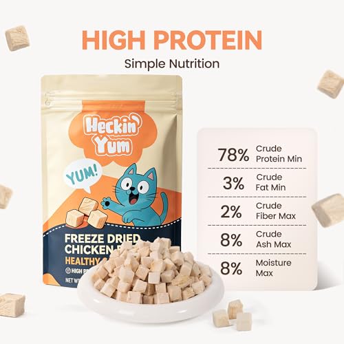 Freeze Dried Chicken Cat Treats, Single Ingredient Chicken Breast Cat Snacks, High Protein Grain-Free Food Topper for Picky Cats, 4 oz