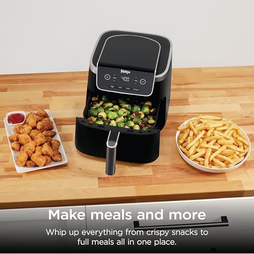Ninja Air Fryer Pro, 5 Qt, 4-in-1, Grey, AF141 | Air fry, roast, reheat, dehydrate, 1750W, 400F max, Fits 4 lbs fries, Nonstick basket, Dishwasher-safe