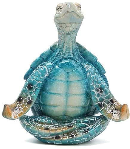 VVGIFTS Sea Turtle Meditation Zen Yoga Coastal Beach Resin Statue for Decor | Perfect bathroom decor and for home desk or shelf decoration ornament ,So well made, perfect size, beautiful vibrant colors.