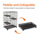 Basics Large 3-Tier Cat Cage Playpen with Easy to Clean Removable Tray, Front Doors, Portable, Foldable, 35.8" x 22.4" x 50.6", Black