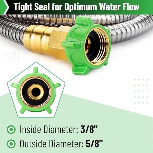 UNCO- Stainless Steel Metal Hose, 15 Feet, No Kink, Metal Garden Hose