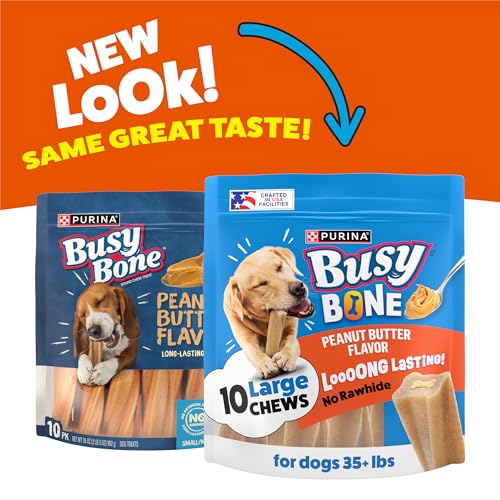 Purina Busy Bone Adult Dog Chew Bone Treats, Peanut Butter - 10 ct. Pouch