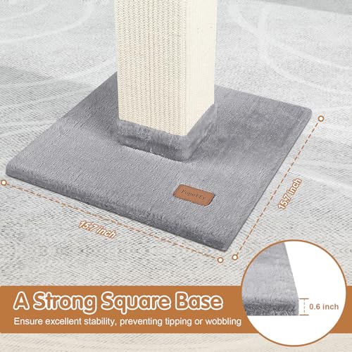 Cat Scratching Post 33 inch for Indoor Cats, High Cat Scratch Post Grey, Cat Tree for Full-Body Stretching, Protect Your Furniture