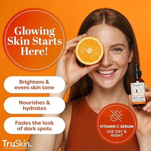 TruSkin Vitamin C Serum for Face - Anti Aging Face Serum with Hyaluronic Acid & Vitamin E - Brightening Formula for Improving Appearance of Dark Spots, Fine Lines & Wrinkles - All Skin Types, 1 fl oz