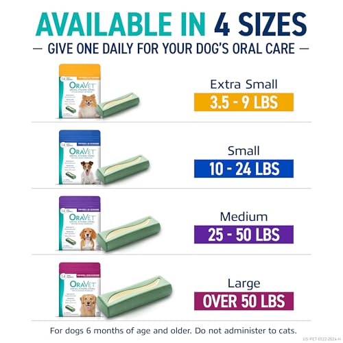 ORAVET Dental Chews for Dogs, Oral Care and Hygiene Chews (Medium Dogs, 25-50 lbs.) Purple Pouch, 30 Count