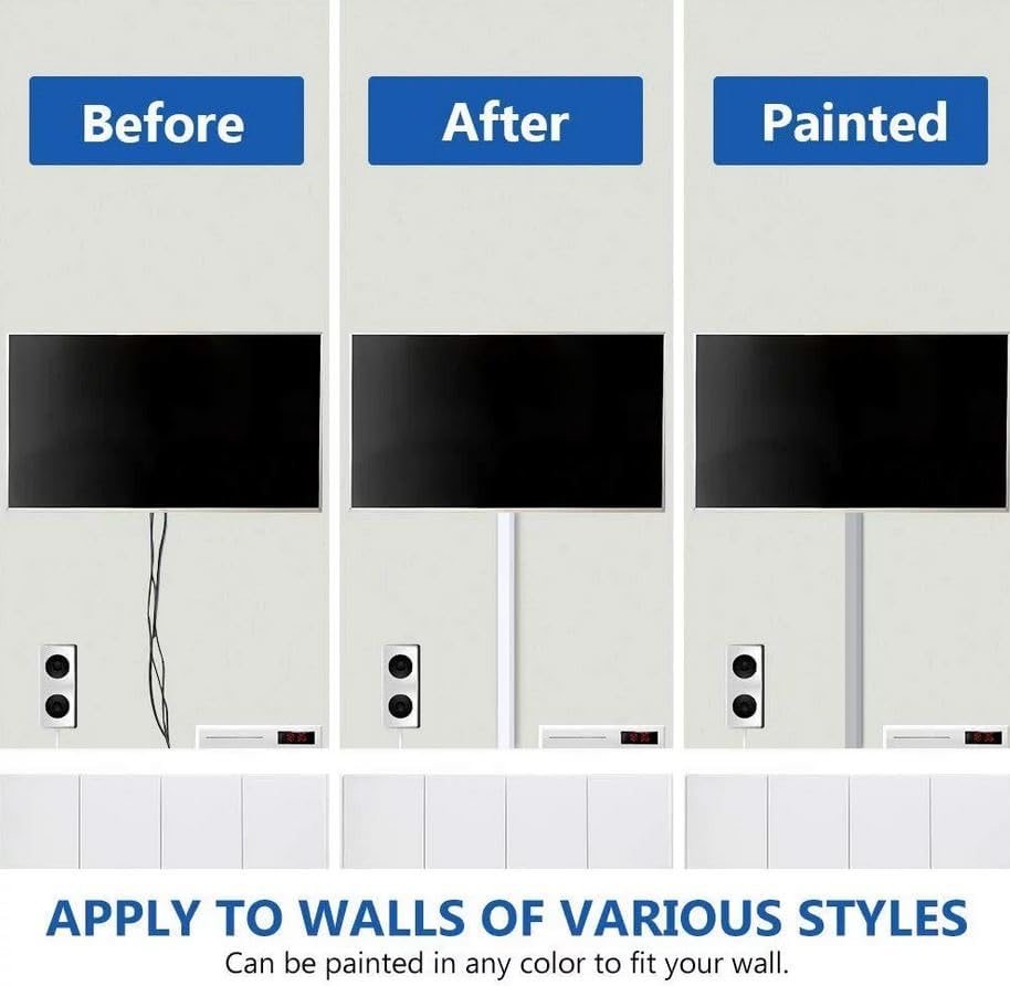 Delamu Cord Hider, 157in Wire Covers for Cords on Wall, Premium Cable Hider Cord Covers for Wires, Cable Management Wire Hiders for TV, Cable Raceway Kit, W0.95 H0.55in, White