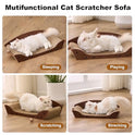 ZOMISIA 26'' Cardboard Cat Scratcher Bed - Large Scratcher Couch for Indoor Cats, Orthopedic Scratching Board, Lounger Scratching Couch with Bells
