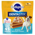 Pedigree Dentastix Small & Medium Breed Dog Treats, Original with Real Chicken, Dog Dental Treats, 21.1 oz. Bag (45 Treats Total)