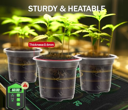 30 Packs Clear Nursery Pots for Plants, 3.5/4/5 Inch High Transparency Plastic Seedling Plant Pot with Drainage Holes, Includes 20 Labels