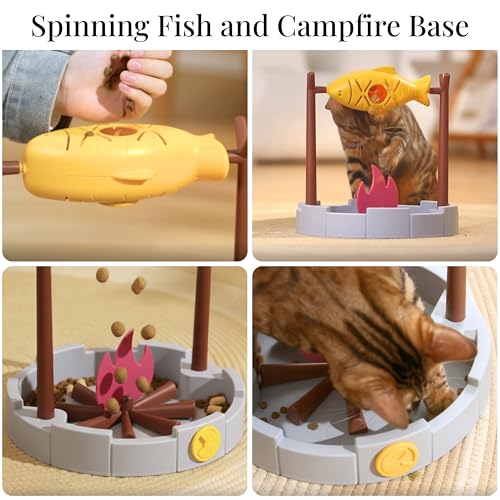 PetPals Cat Slow Feeder, Treat Dispenser - Interactive Cat Puzzle Toy for Small Pets & Kittens, Mental Stimulation Pet Food Feeding Toy, Dry Food Dispensing Cat Toy