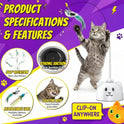 Interactive Cat Toys for Indoor Cats: Upgraded 360° Automatic Spin Flying Bird Feather Wand with Silicone Protected Rod Safe Play, Strong 8cm Suction Cup, USB-Rechargeable for Bored Kittens and Adult