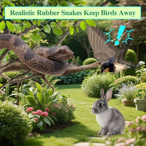 3PCS Rubber Snakes Fake Snake, Realistic Rubber Snake Toy to Keep Birds Away for Garden, Lifelike Plastic Fake Snakes Prank Toys for Men, Adults Kids Gag Gifts, Prank Stuff Props for Halloween Decor